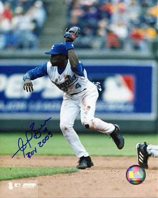 Angel Berroa ROY 2003 Autographed / Signed Making a Catch Kansas City Royals 8x10 Photo
