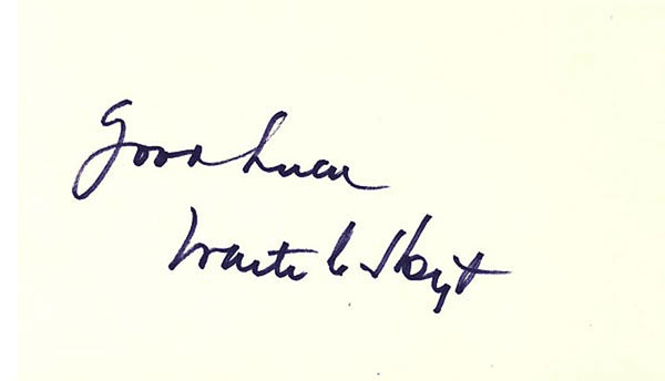 Waite C Hoyt Autographed / Signed 3x5 Card