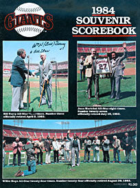 W. H. Bill Jerry Autographed / Signed Giants 1984 Souvenir Scorebook
