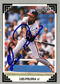 Luis Polonia Autographed / Signed Leaf 1991 Card #81 Los Angeles Angels