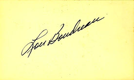 Lou Boudreau Autographed / Signed 3x5 Card