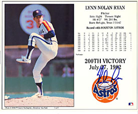 Nolan Ryan Autographed / Signed 200th Victory Card