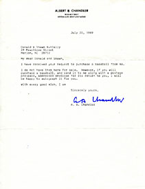 A.B. Chandler Autographed / Signed Letter
