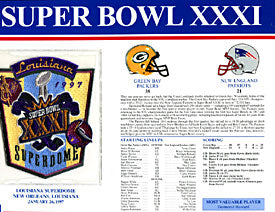 Super Bowl 31 Patch and Game Details Card