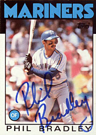 Phil Bradley Seattle Mariners Autographed / Signed 1986 Topps #305 Card