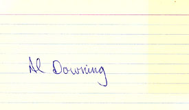 Al Downing Autographed / Signed 3x5 Card