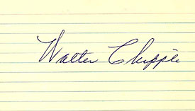 Walter Chipple Autographed / Signed 3x5 Card