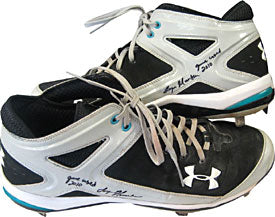 Logan Morrison Game Used 2010 Autographed / Signed Game Used Under Armour Metal Cleats
