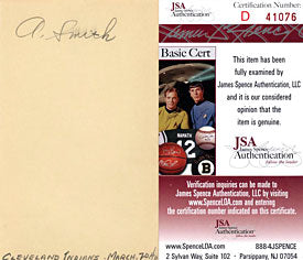 A. Smith Autographed / Signed 3x5 Card -(JSA)