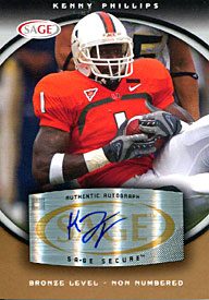 Kenny Phillips Autographed / Signed 2008 Sage Rookie Card