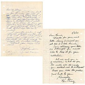 Ken Strong Autographed / Signed Personal Hand Written Letter