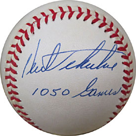 Ken Telkuve 1050 Games Autographed / Signed Baseball