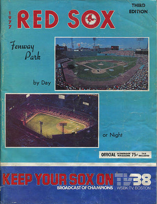 1977 Boston Red Sox Official Scorecard