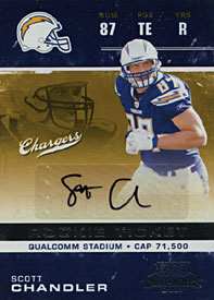 Scott Chandler Autographed / Signed 2007 Donruss No.218 San Diego Chargers Football Rookie Card