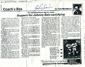 Johnny Sain Autographed / Signed Newspaper Article