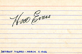 Hoot Evers Autographed / Signed Baseball 3x5 Card
