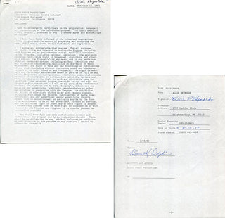 Allie Reynolds Autographed / Signed The Great American Sports Debates Contract