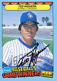 Ted Higuera Autographed / Signed 1987 Fleer No.21 of 44 Milwaukee Brewers Baseball Card