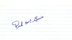 Dick McGuire Autographed / Signed 3x5 Card