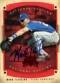 Mark Teixeira Autographed / Signed 2005 Fleer No.3 049 of 150 Texas Rangers Baseball Card