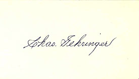 Charlie Chas. Gehringer Autographed / Signed 3x5 Card