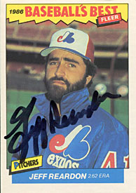 Jeff Reardon Autographed / Signed 1986 Fleer Baseball Card