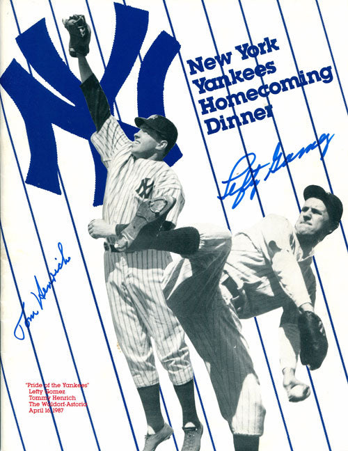 Tom Henrich & Lefty Gomez Autographed / Signed New York Yankees Homecoming Dinner Program