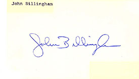 John Billingham Autographed / Signed 3x5 Card