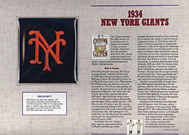 1934 New York Giants Patch on a Commemorative Card