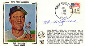 Hank Bauer Autographed / Signed New York Yankees Old Timers Day Cache