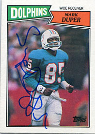 Mark Duper Autographed/Signed 1987 Topps Card