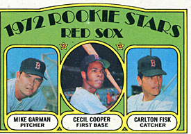 Mike Garmon Cecil Cooper & Carlton Fisk 1973 Topps Baseball Card