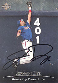 Jermaine Dye Autographed / Signed 1994 Upper Deck Top Prospect Card #93 - Macon Braves