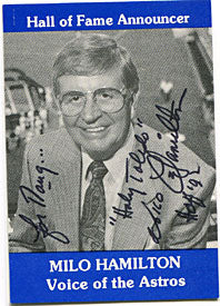 Milo Hamilton Autographed/Signed Card