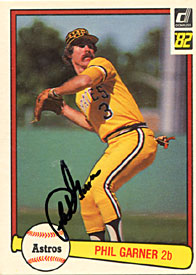Phil Garner Autographed / Signed 1982 Donruss No.544 Houston Astros Baseball Card