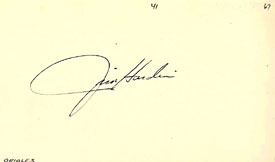 Jim Hardin Autographed / Signed 3x5 Card