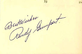 Randy Gumpert Autographed / Signed 3x5 Card