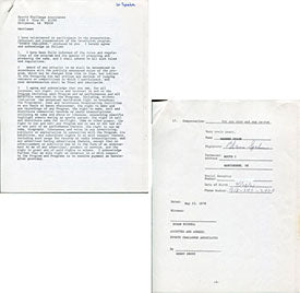 Warren Spahn Autographed / Signed Sports Challenge Game Show Contract