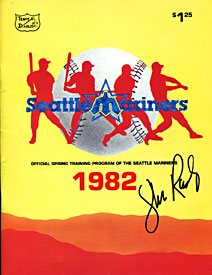 Shane Rawley Autographed / Signed 1982 Seattle Mariners Program