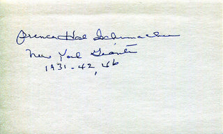 Hal Schumacher Autographed / Signed 3x5 Card