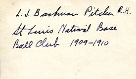 Lester John Backman Autographed / Signed 3x5 Card