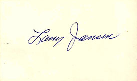Larry Jansen Autographed / Signed Cut on a 3x5 Card