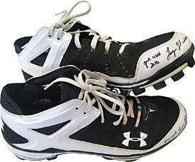Logan Morrison Game Used 2010 Autographed / Signed Game Used Under Armour Plastic Cleats