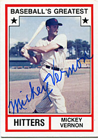 Mickey Vernon Autographed/Signed Card