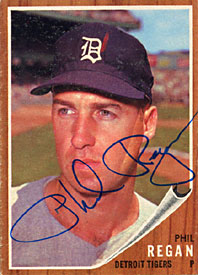 Phil Regan Autographed / Signed 1962 Topps No.366 Detroit Tigers Baseball Card