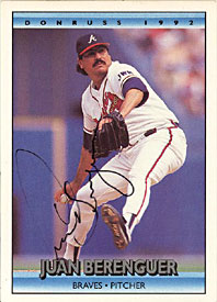 Juan Berenguer Autographed / Signed 1992 Donruss Card #205 Atlanta Braves