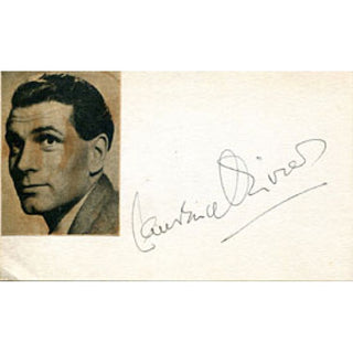 Laurence Olivier Autographed / Signed 3x5 Card (James Spence)