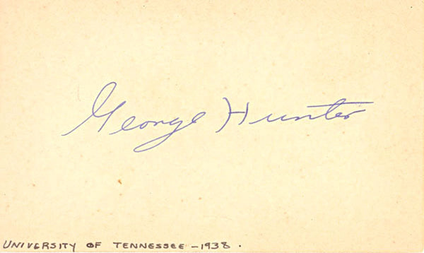 George Hunter Autograph/Signed 3x5 College Footbal Card