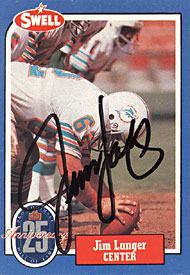 Jim Langer Signed 1988 Swell Hall of Fame Football Card #139 Miami Dolphins