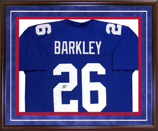Saquon Barkley Autographed Framed New York Giants Jersey (JSA)